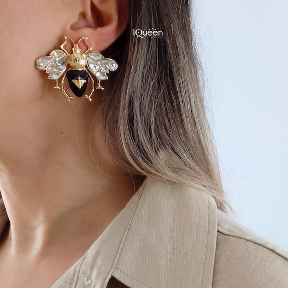 Aretes - Vintage Bee - Dorado y Negro - Image 2